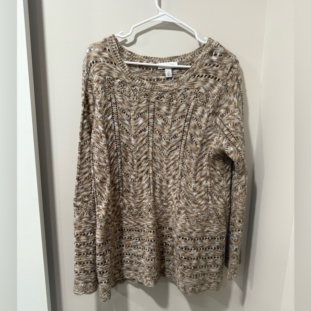 Vintage America Women's Sweater - Brown and Cream
